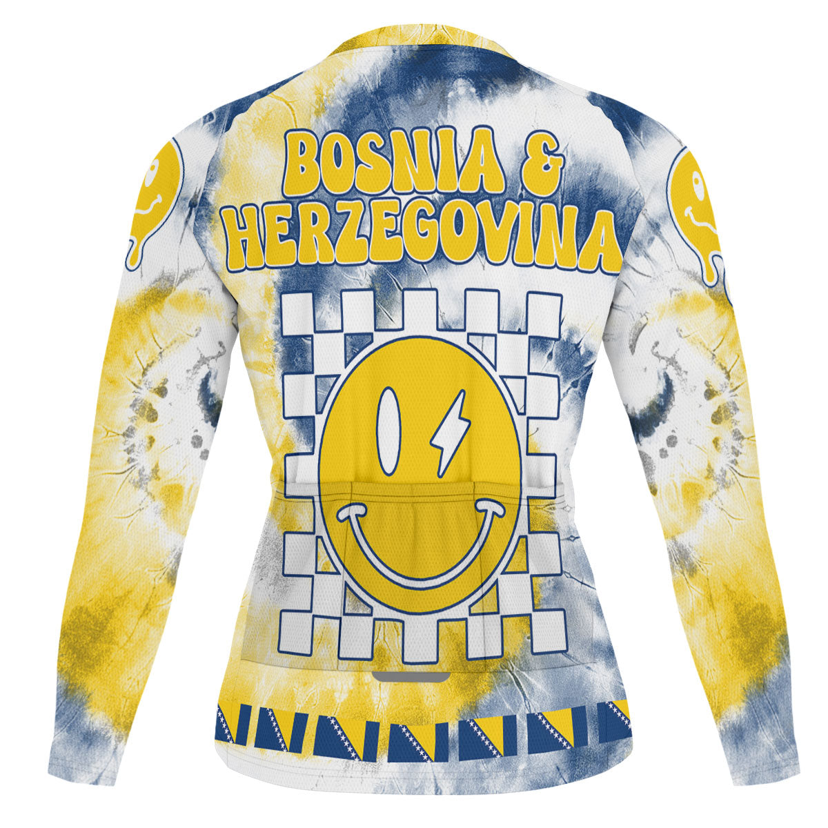 Bosnia And Herzegovina Raglan Men Cycling Jersey Long Sleeve Custom Tie Dye Style 1