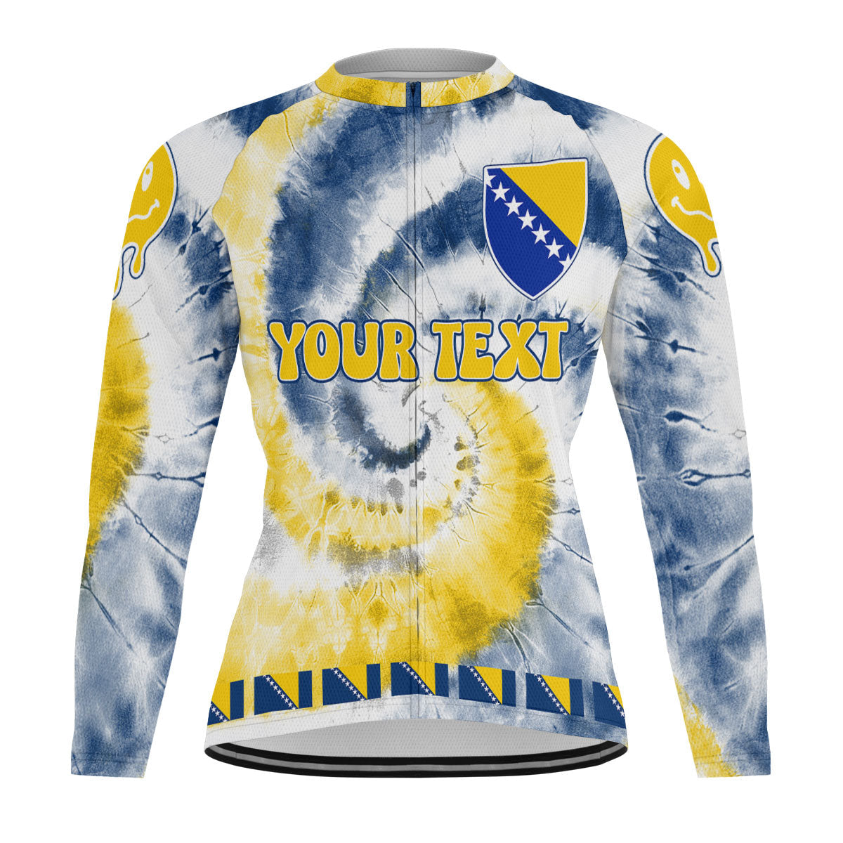 Bosnia And Herzegovina Raglan Men Cycling Jersey Long Sleeve Custom Tie Dye Style 2