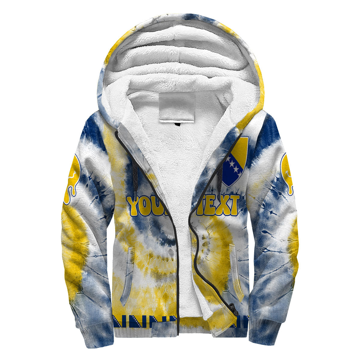 Bosnia And Herzegovina Sherpa Hoodie Custom Tie Dye Style 3