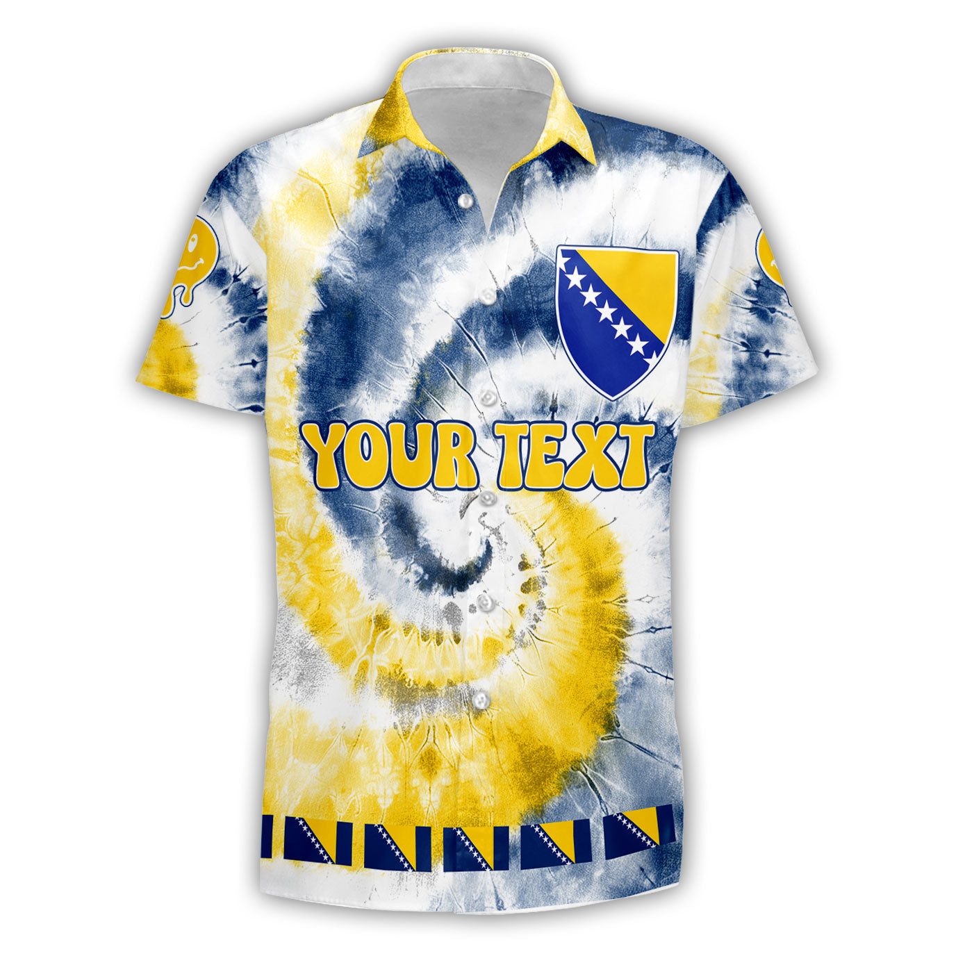 Bosnia And Herzegovina Short Sleeve Shirt Custom Tie Dye Style 1