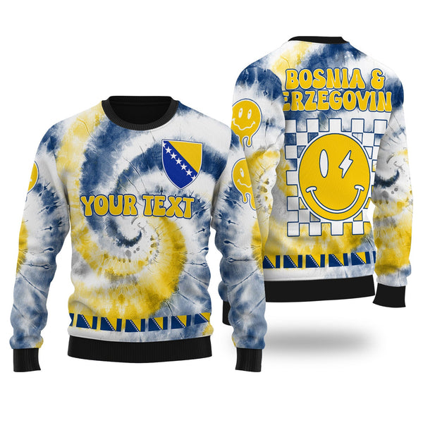 Bosnia And Herzegovina Ugly Sweater Custom Tie Dye Style 1