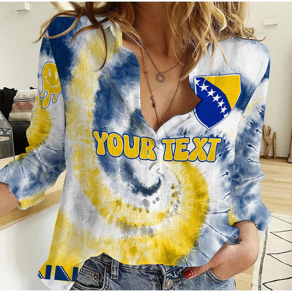 Bosnia And Herzegovina Women Casual Shirt Custom Tie Dye Style 1