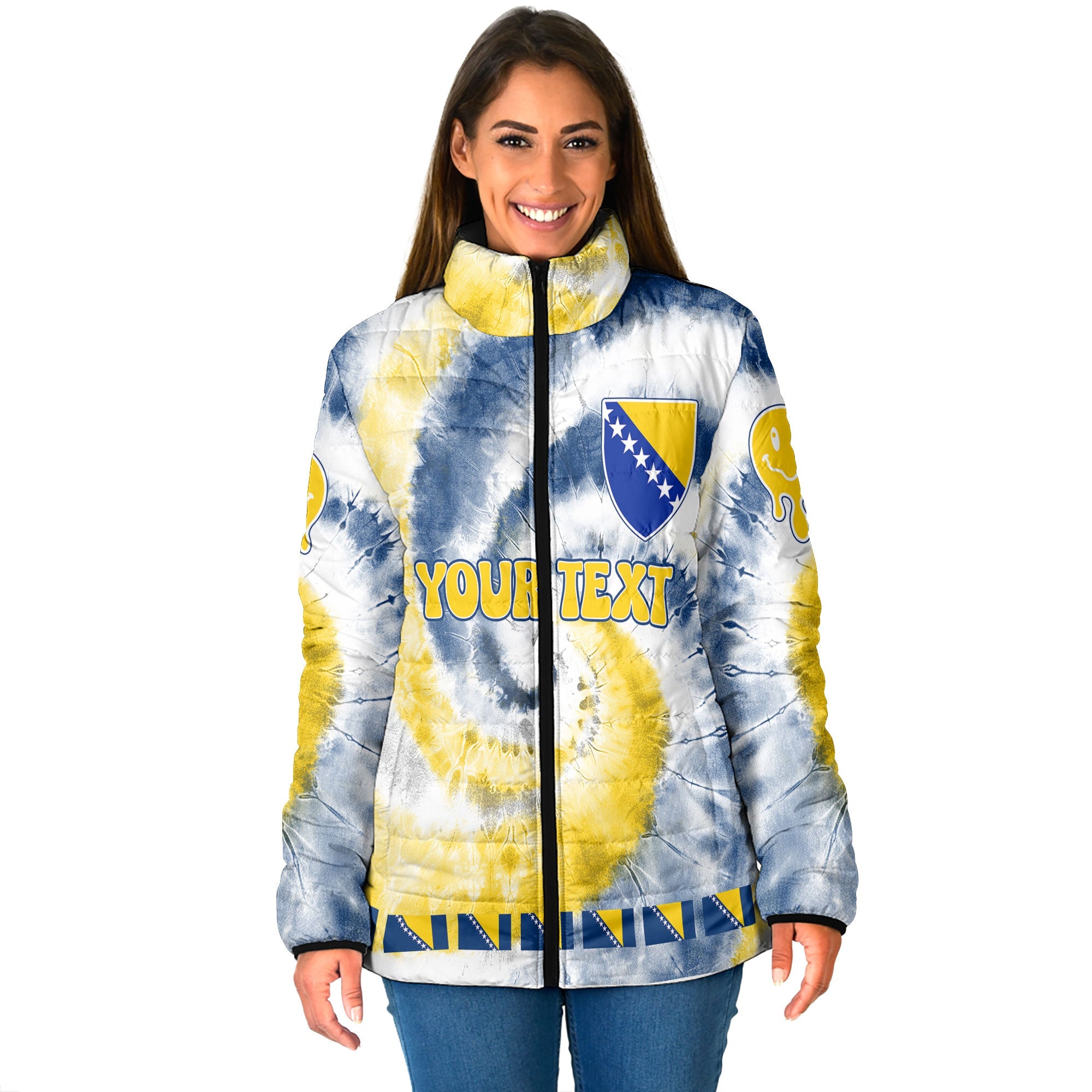 Bosnia And Herzegovina Women Padded Jacket Custom Tie Dye Style 1