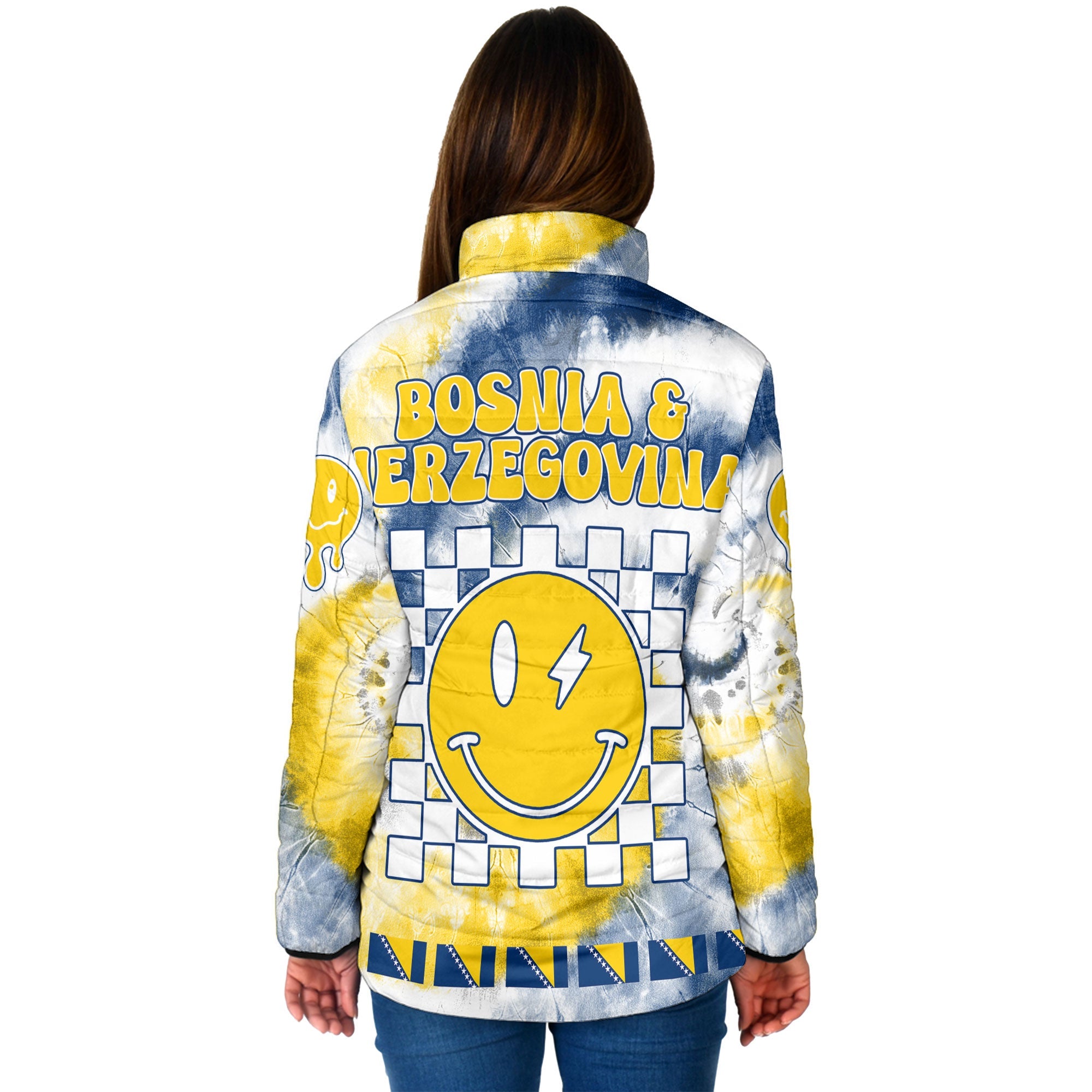 Bosnia And Herzegovina Women Padded Jacket Custom Tie Dye Style 2