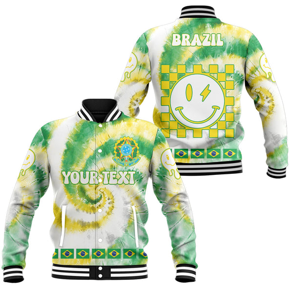 Brazil Baseball Jacket Custom Tie Dye Style 1