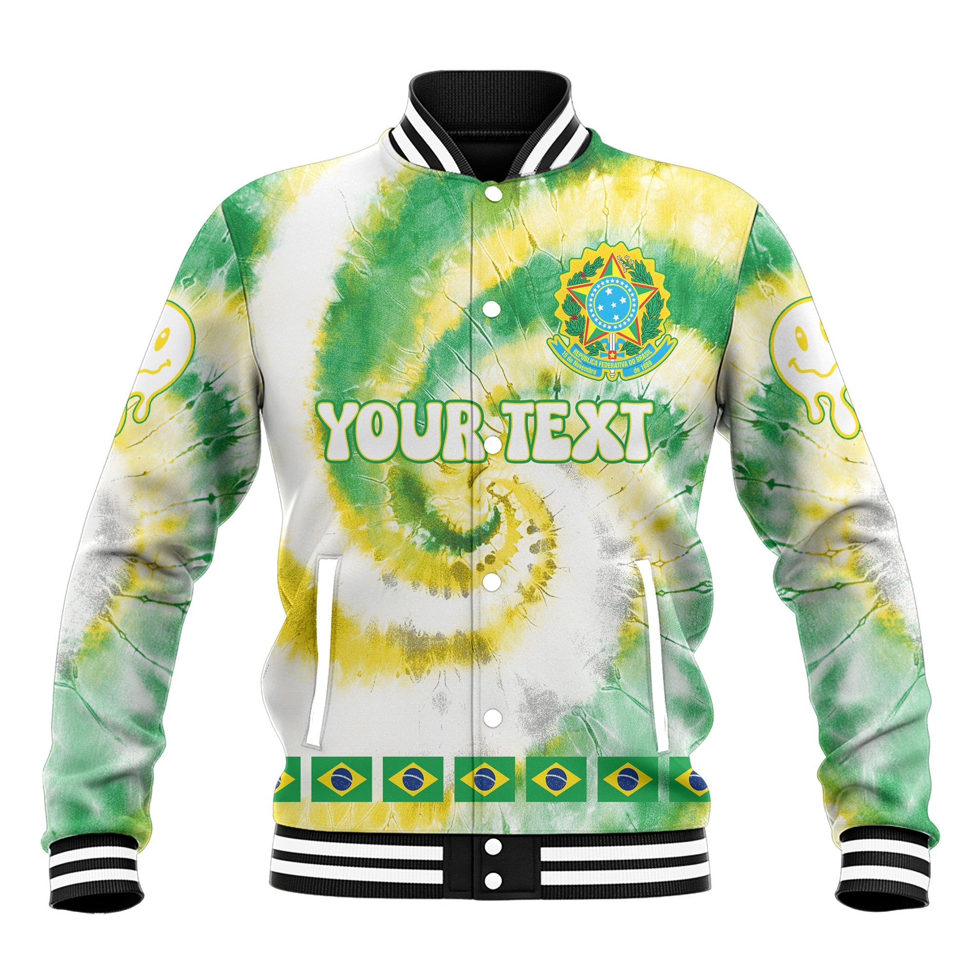 Brazil Baseball Jacket Custom Tie Dye Style 2