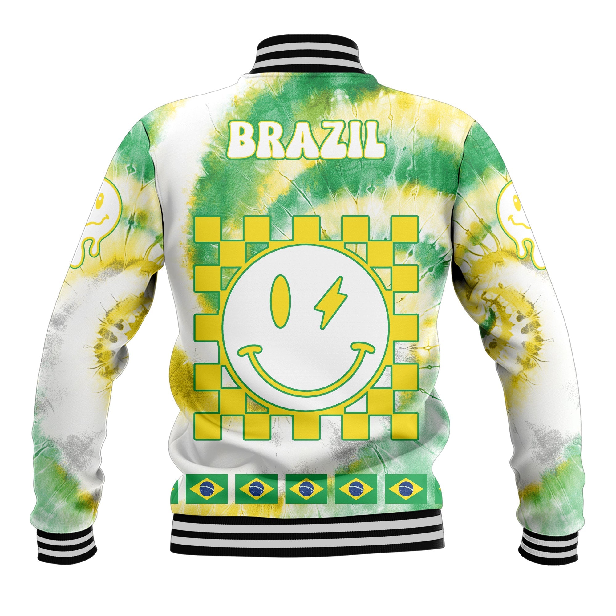 Brazil Baseball Jacket Custom Tie Dye Style 3