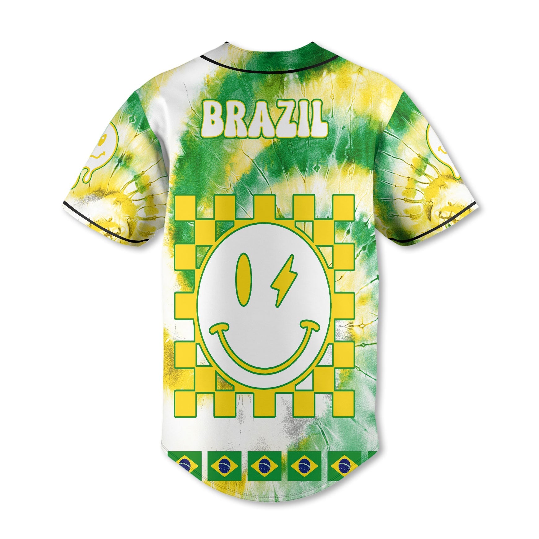 Brazil Baseball Jersey Custom Tie Dye Style 3