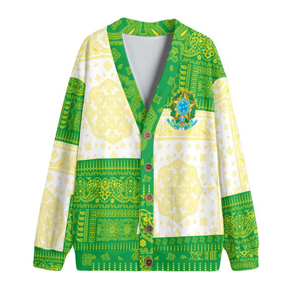 Brazil Fleece Cardigan Flag And Paisley Basic Style 1