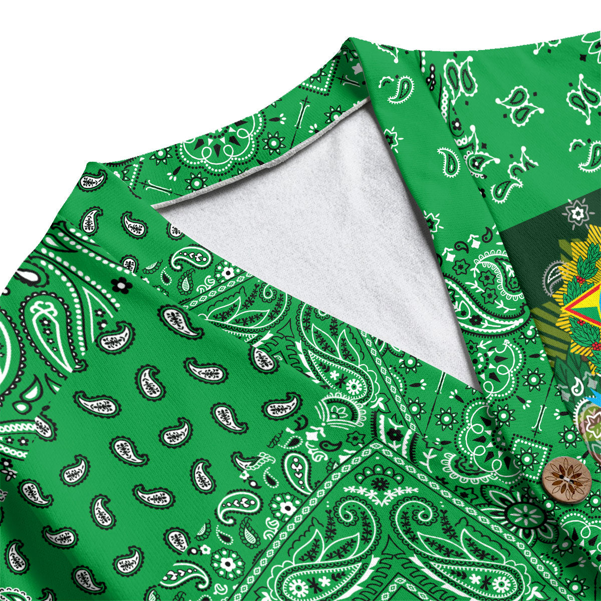 Brazil Fleece Cardigan Paisley Flag And Skull Style 4