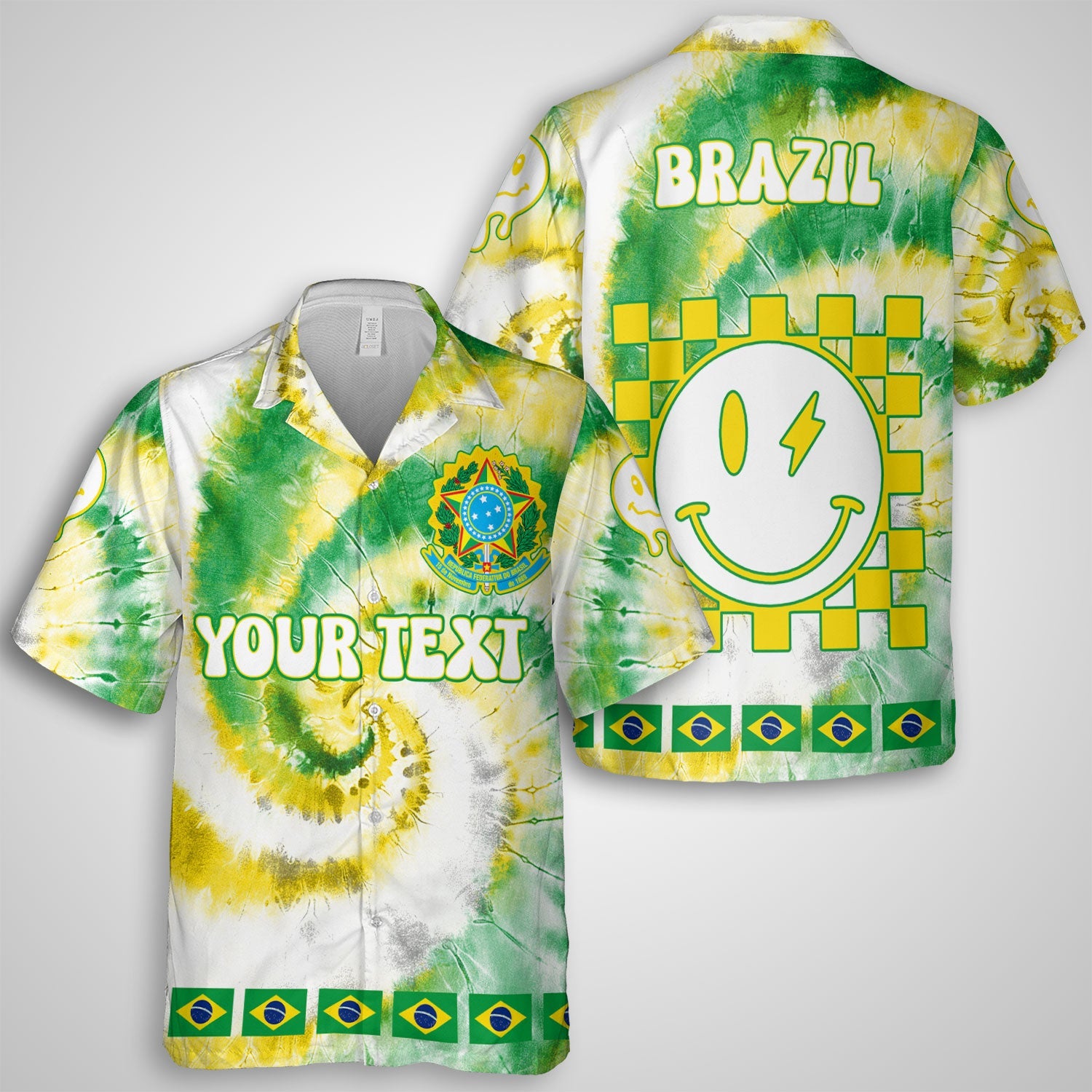 Brazil Hawaiian Shirt Custom Tie Dye Style 1