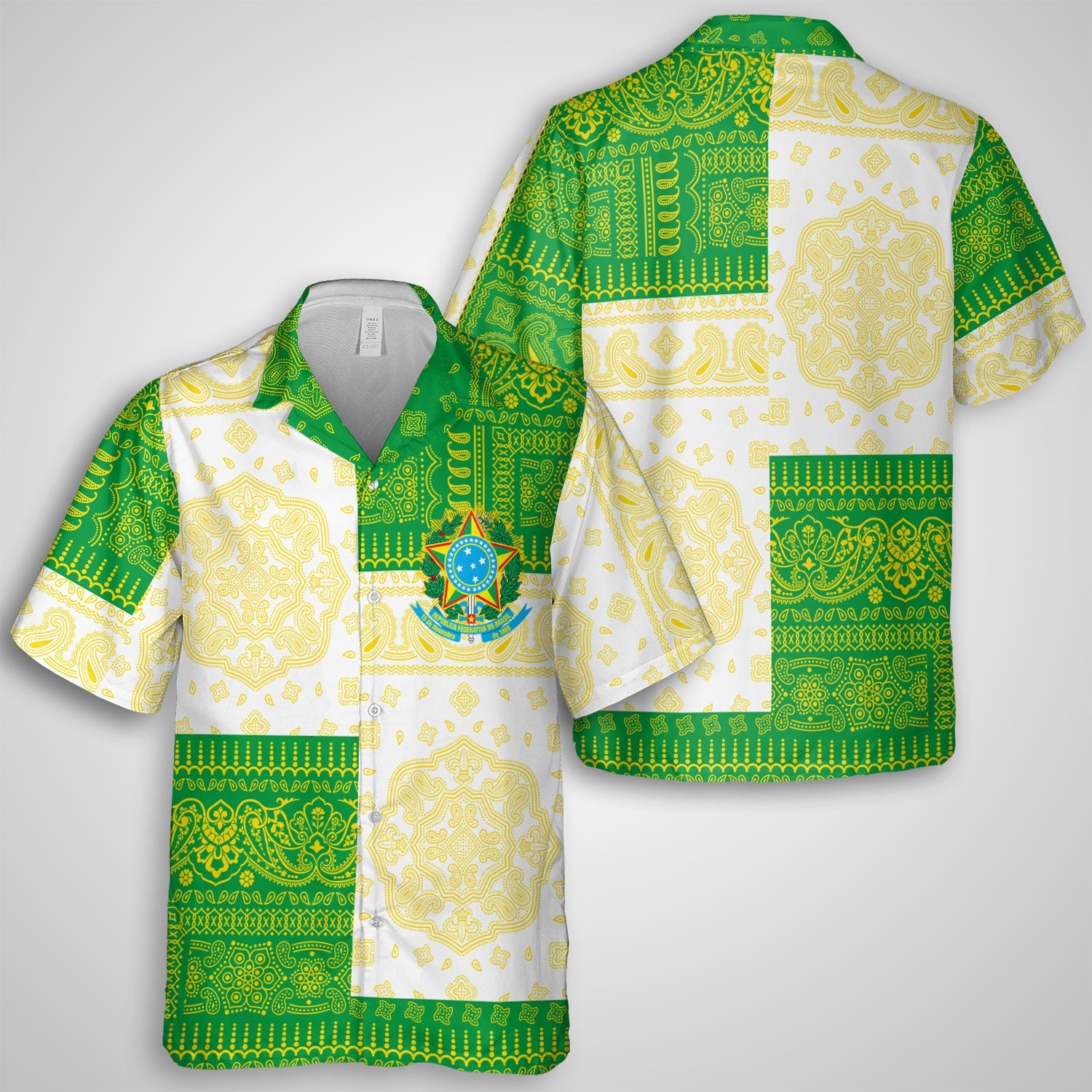 Brazil Hawaiian Shirt Flag And Paisley Basic Style 1