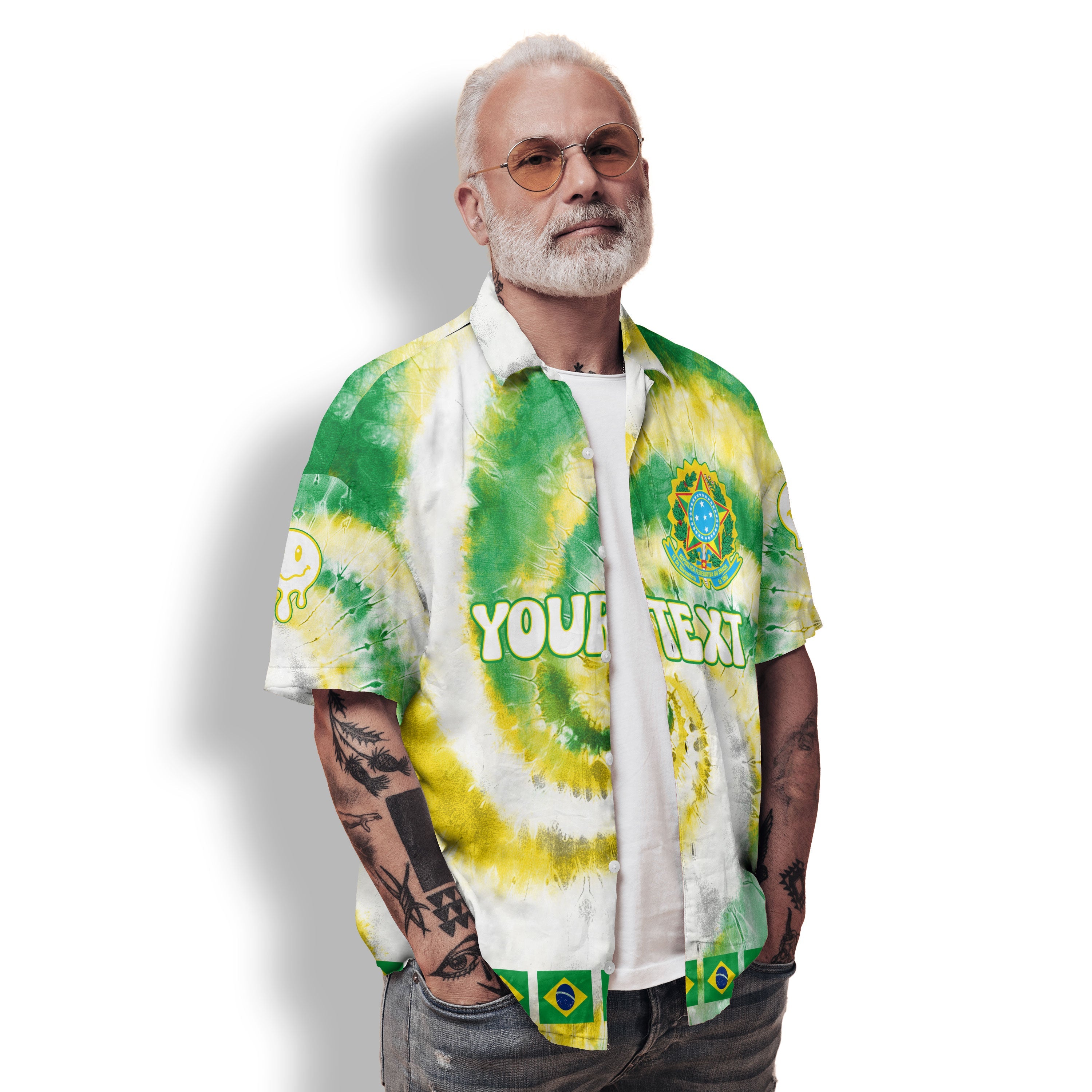 Brazil Hawaiian Shirt Custom Tie Dye Style 2