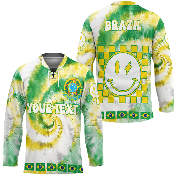 Brazil Hockey Jersey Custom Tie Dye Style 1