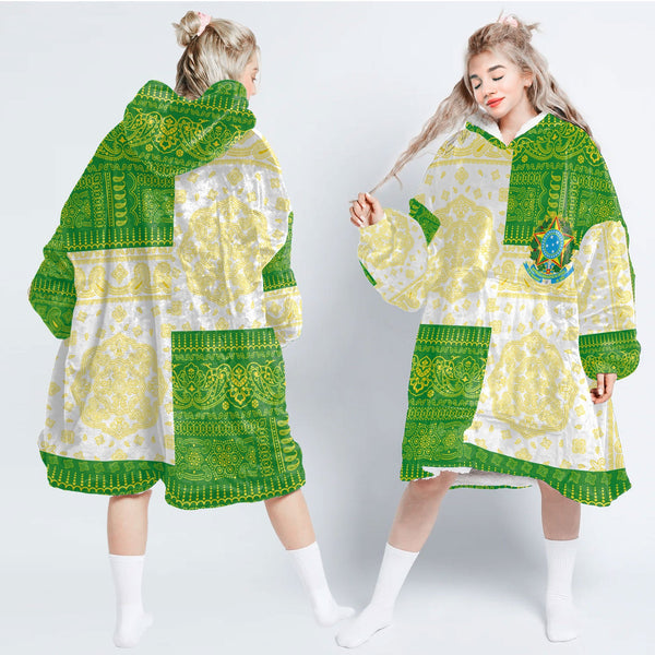 Brazil Hoodie Blanket Flag And Paisley Basic Style 1