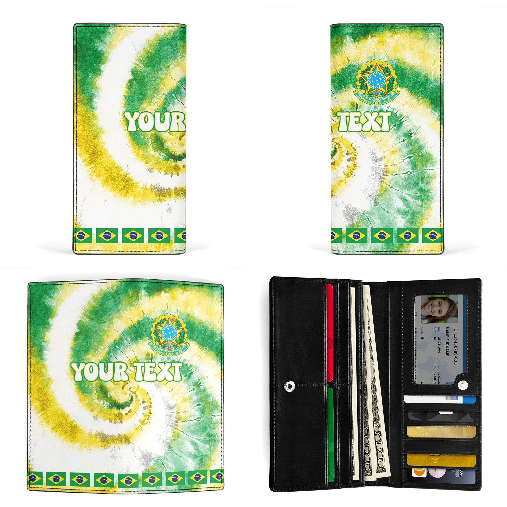 Brazil Leather Wallet Custom Tie Dye Style 3