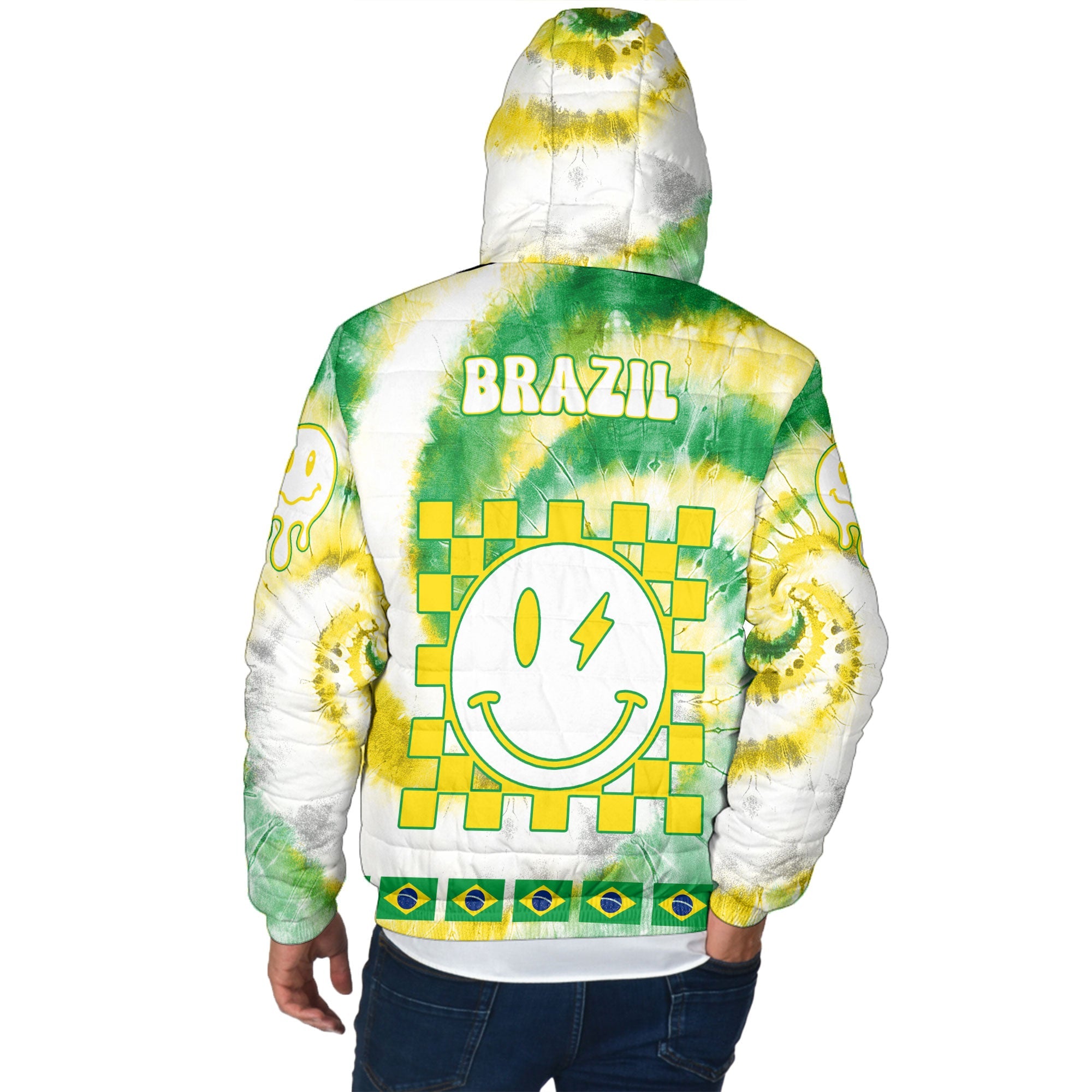 Brazil Men Hooded Padded Jacket Custom Tie Dye Style 3