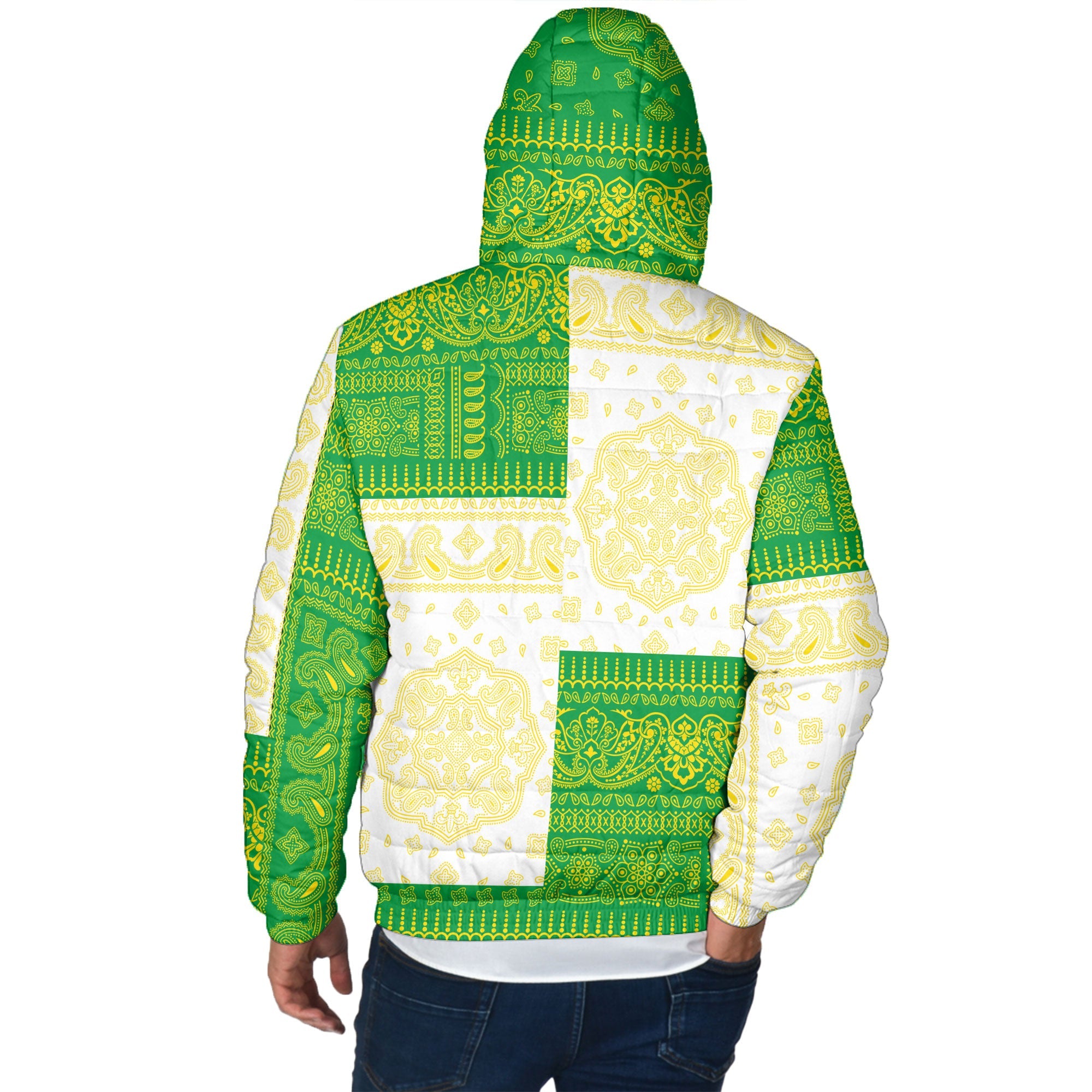 Brazil Men Hooded Padded Jacket Flag And Paisley Basic Style 3