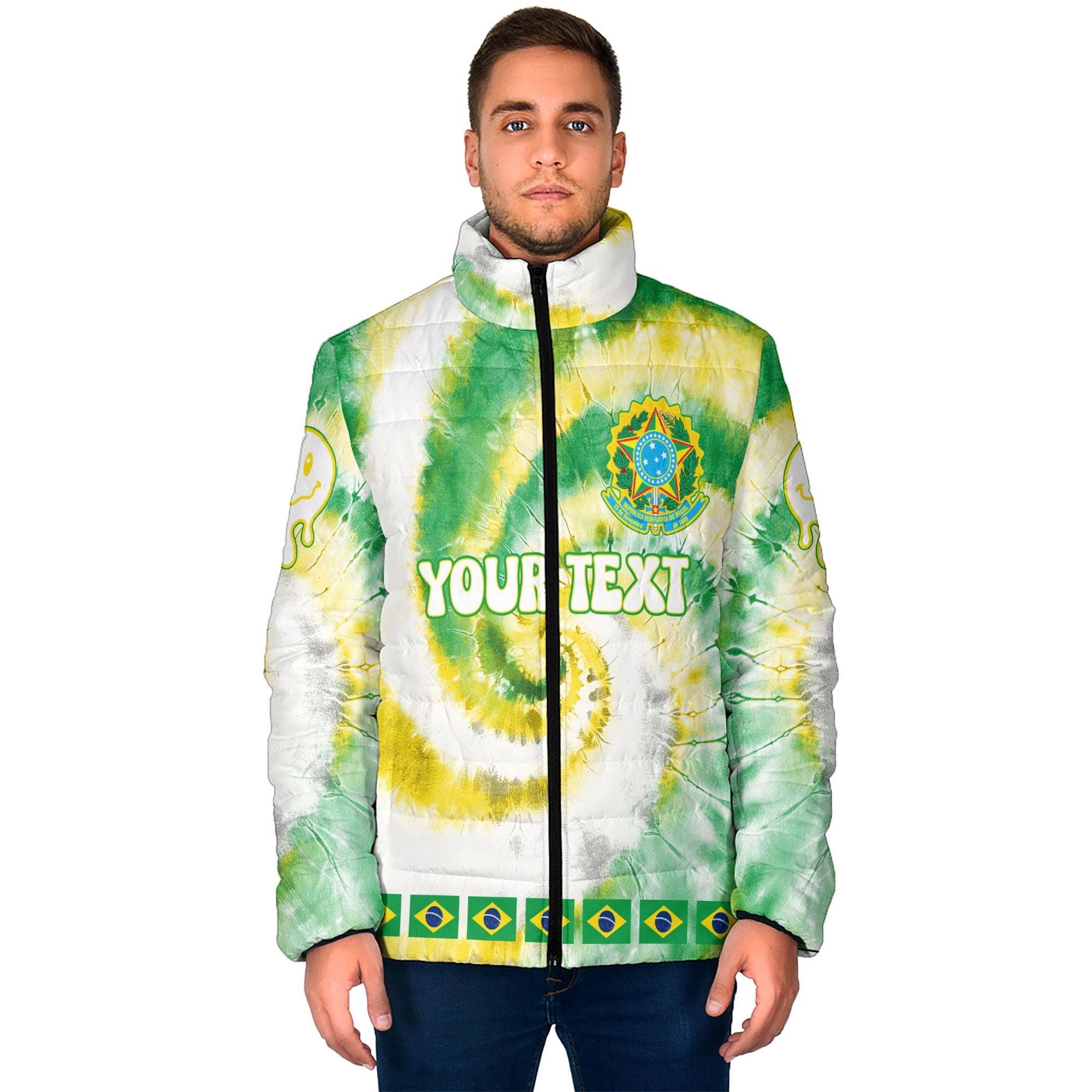 Brazil Men Padded Jacket Custom Tie Dye Style 1