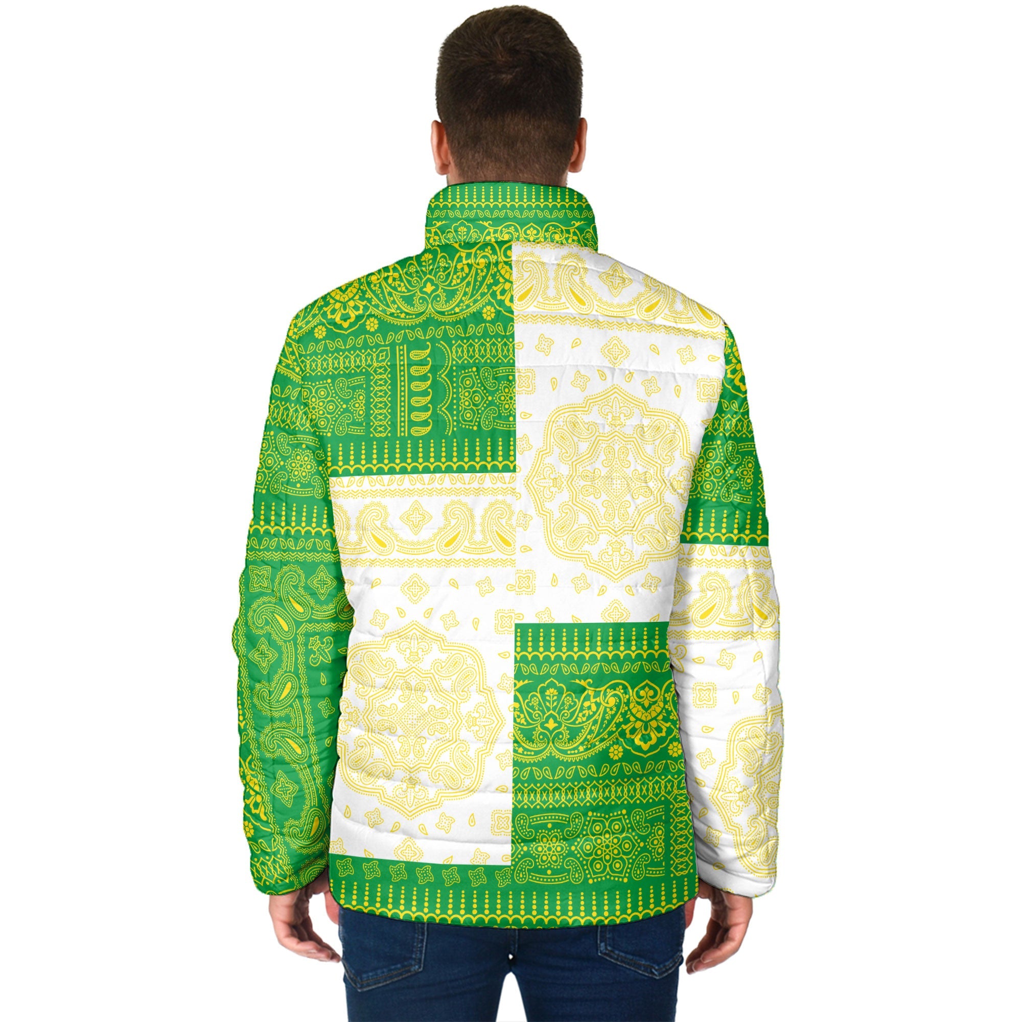 Brazil Men Padded Jacket Flag And Paisley Basic Style 2