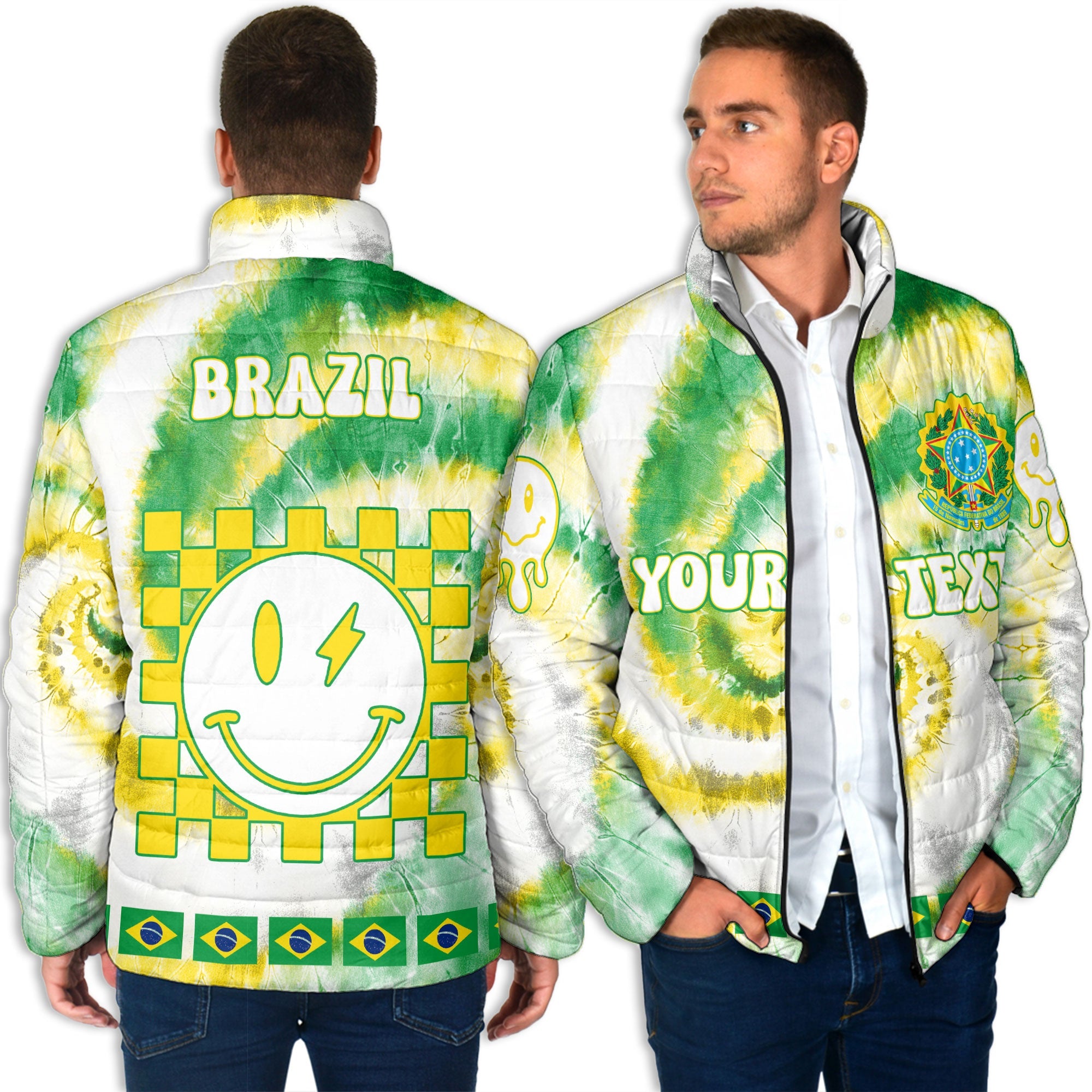 Brazil Men Padded Jacket Custom Tie Dye Style 4