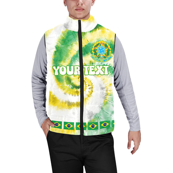 Brazil Men Padded Jacket Vest Custom Tie Dye Style 1