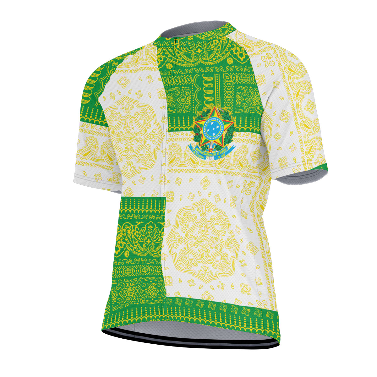 Brazil Men Cycling Jersey Flag And Paisley Basic Style 2