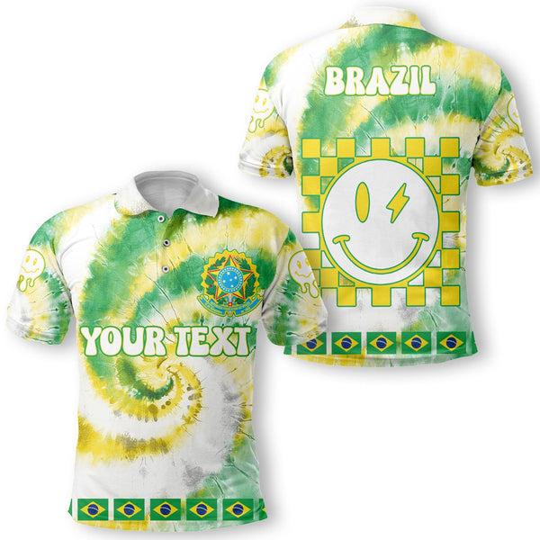 Brazil Polo Shirt Custom Tie Dye Style 1