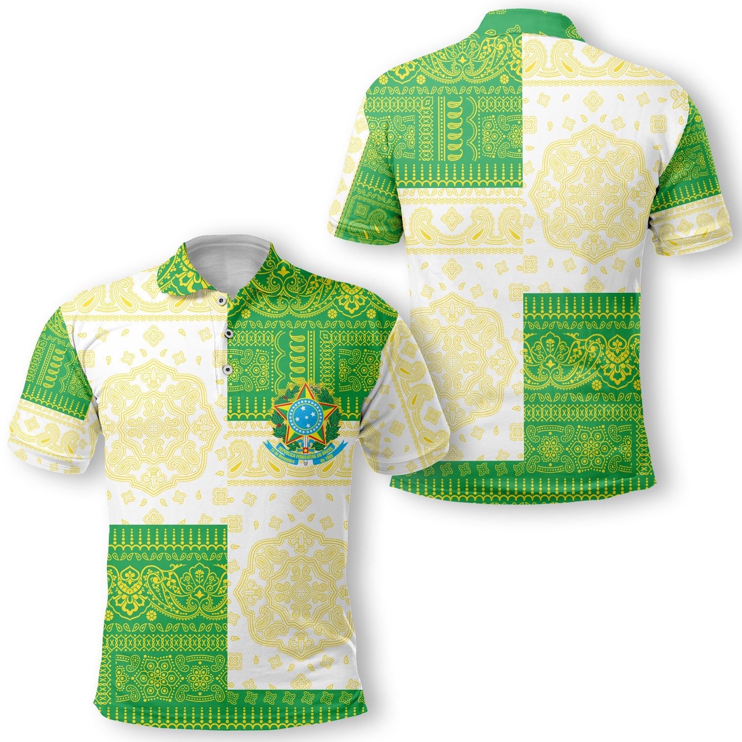 Brazil Polo Shirt Flag And Paisley Basic Style 1