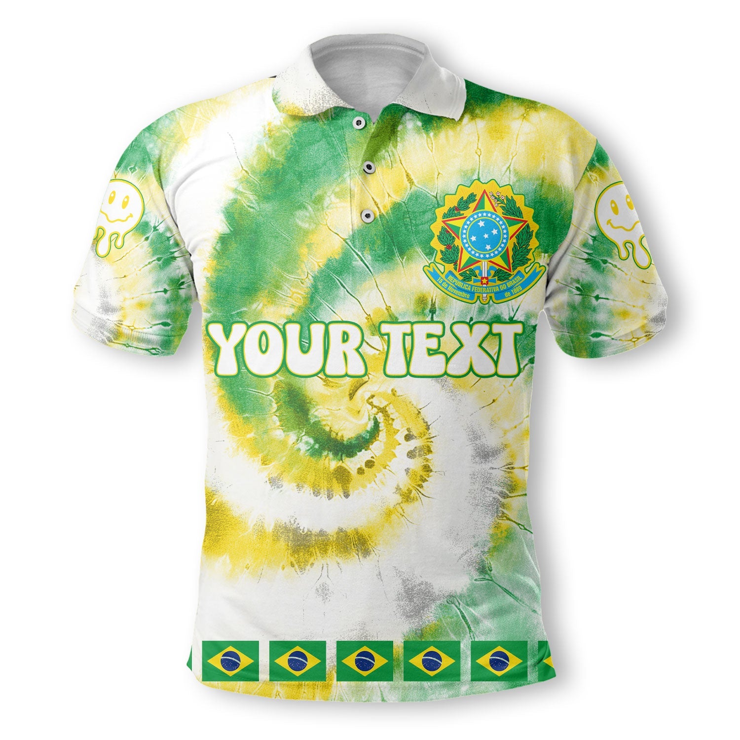 Brazil Polo Shirt Custom Tie Dye Style 2