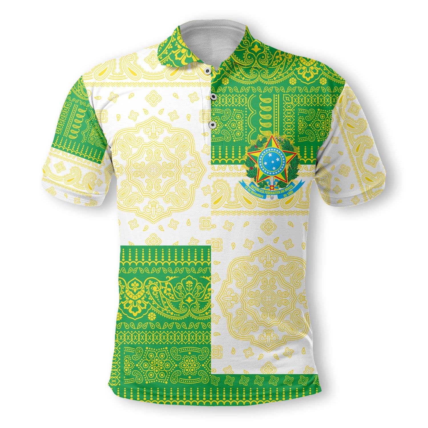 Brazil Polo Shirt Flag And Paisley Basic Style 2