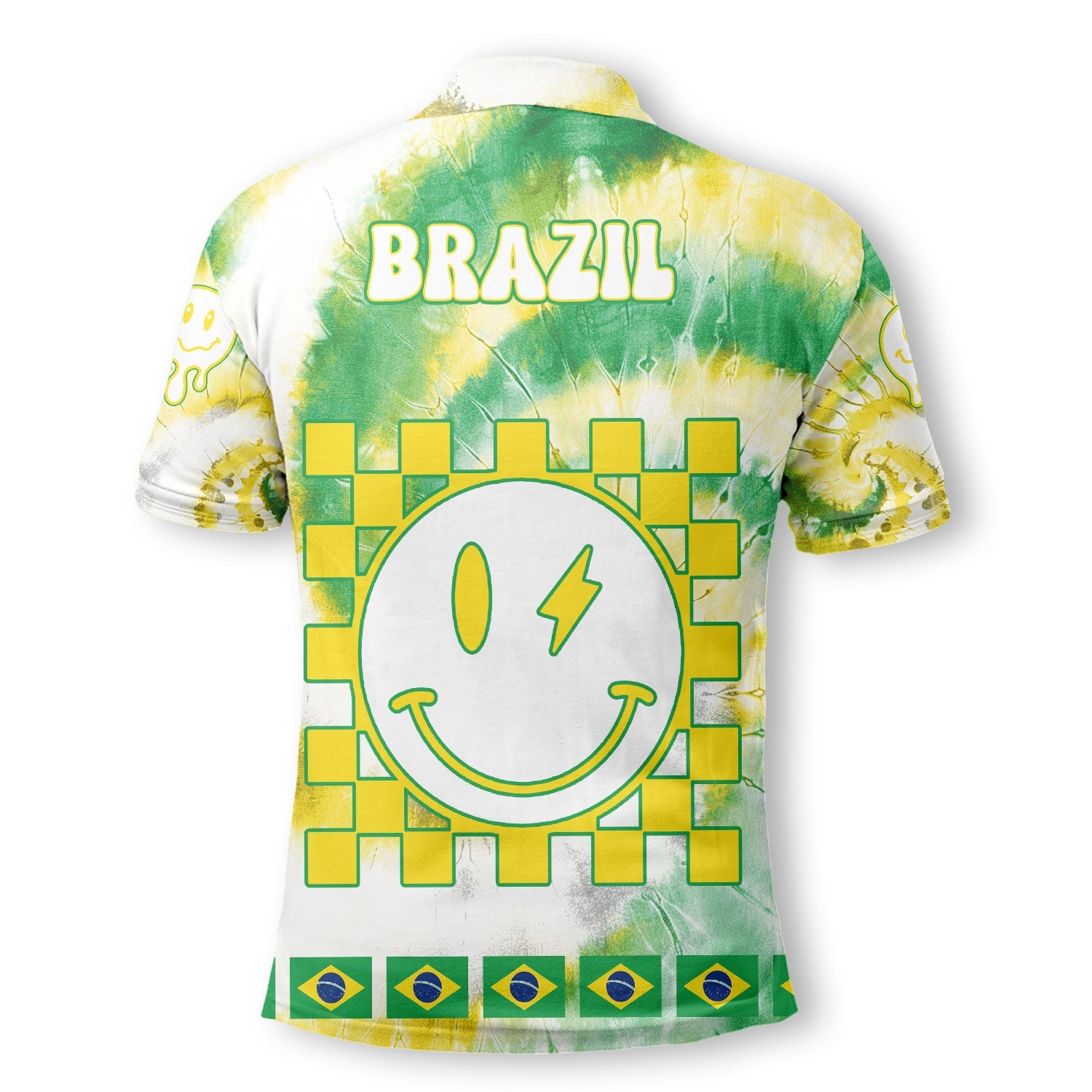 Brazil Polo Shirt Custom Tie Dye Style 3