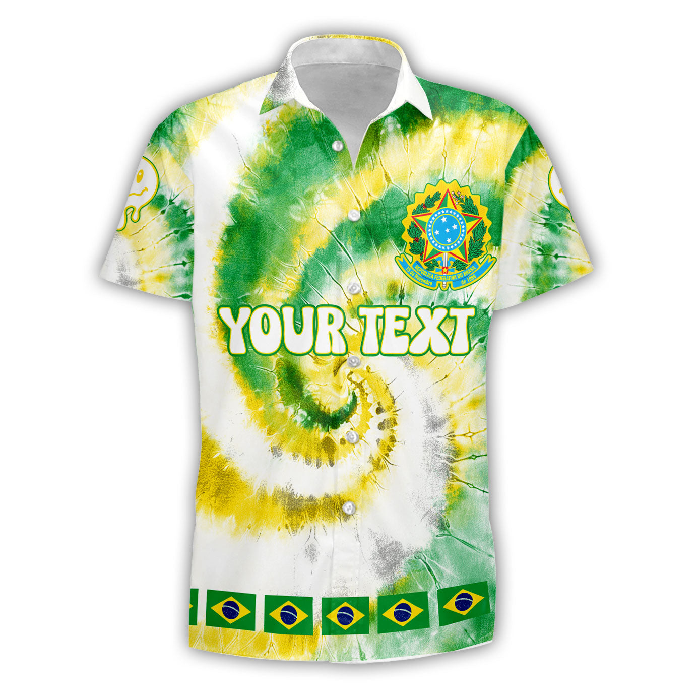 Brazil Short Sleeve Shirt Custom Tie Dye Style 1