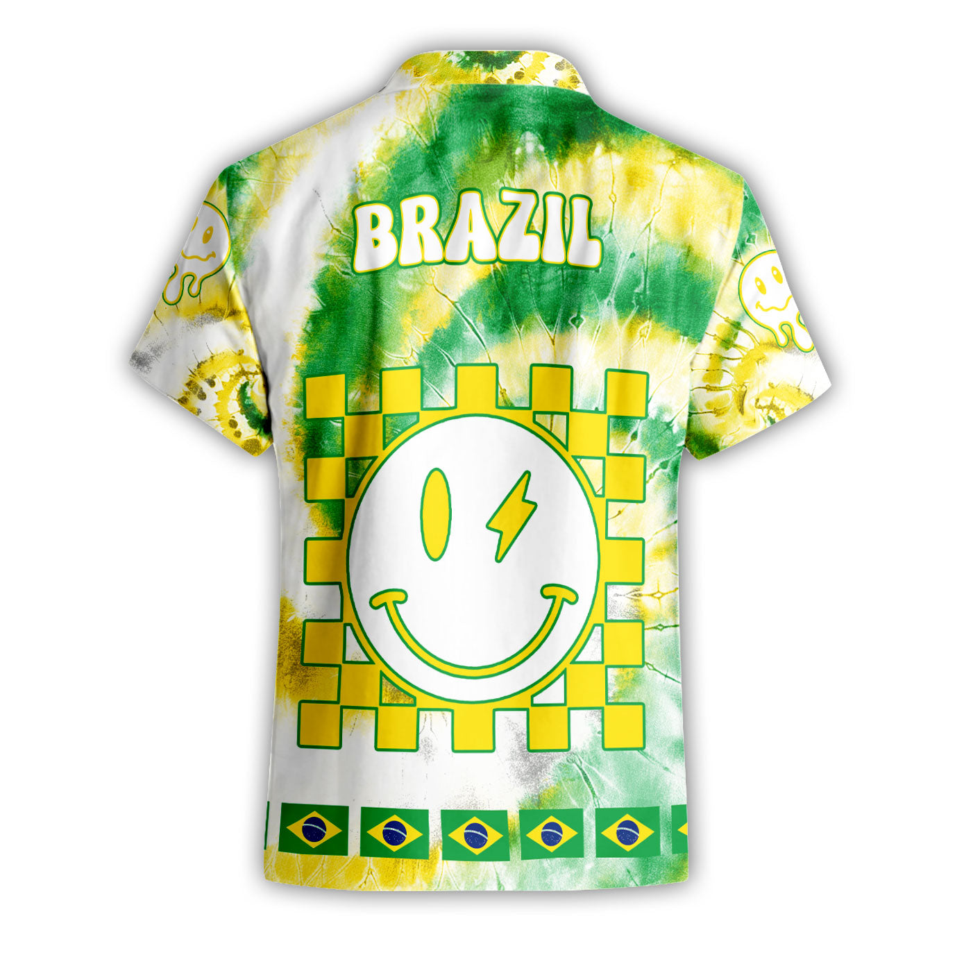 Brazil Short Sleeve Shirt Custom Tie Dye Style 2