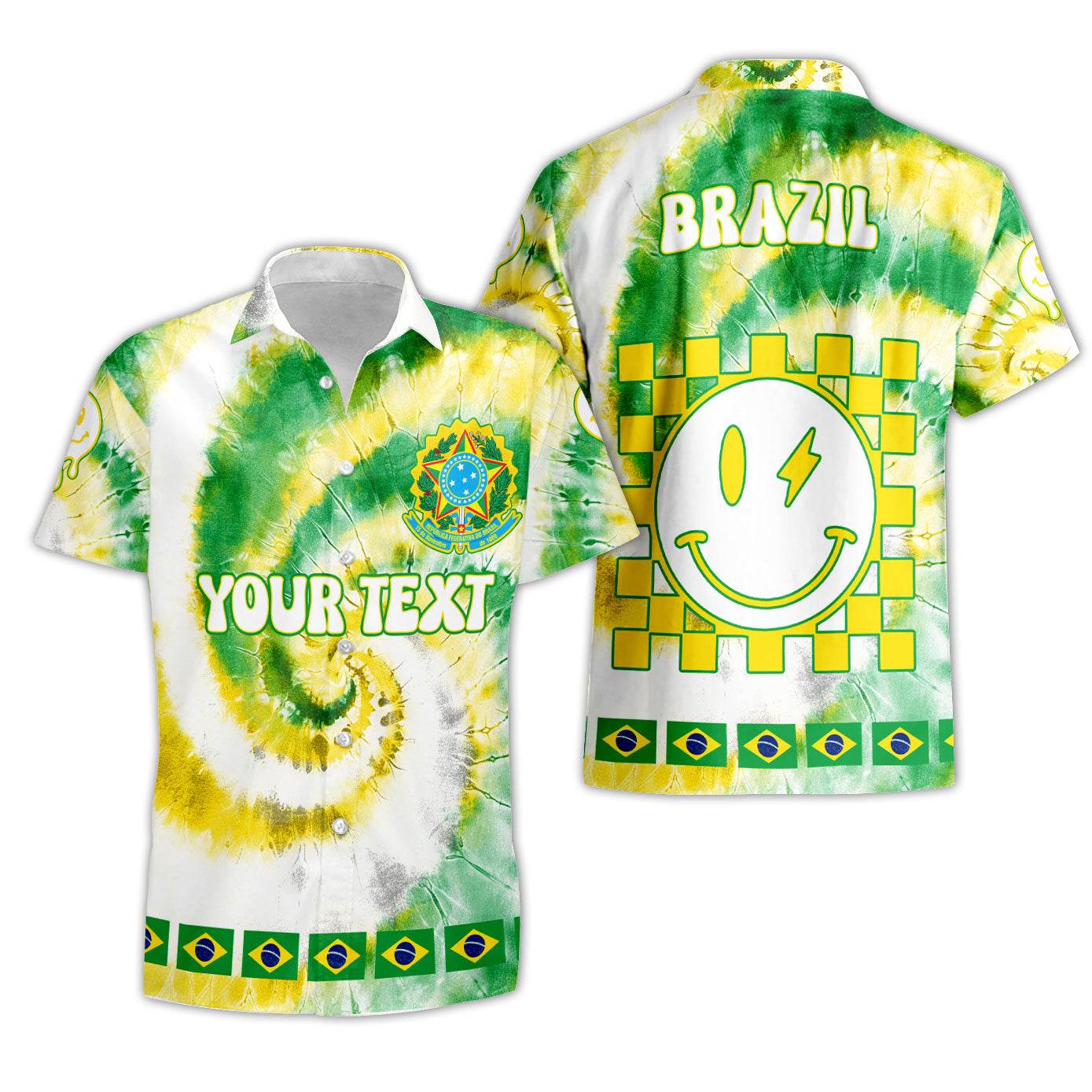 Brazil Short Sleeve Shirt Custom Tie Dye Style 3