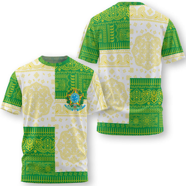 Brazil T Shirt Flag And Paisley Basic Style 1