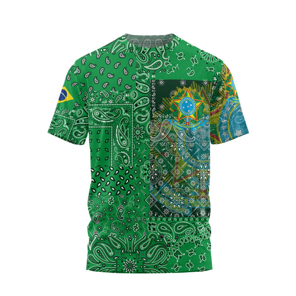 Brazil T Shirt Paisley Flag And Skull Style 1