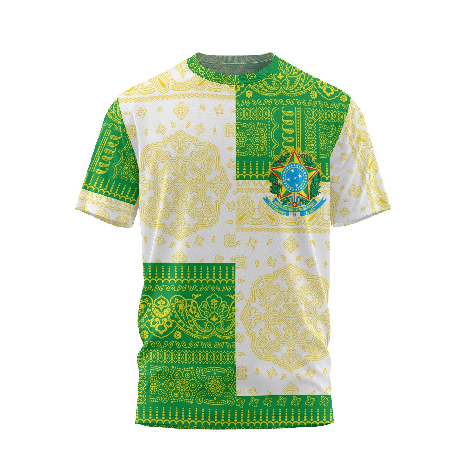 Brazil T Shirt Flag And Paisley Basic Style 2