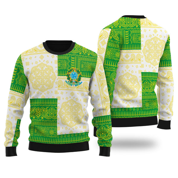 Brazil Ugly Sweater Flag And Paisley Basic Style 1