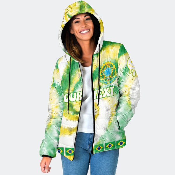 Brazil Women Hooded Padded Jacket Custom Tie Dye Style 1