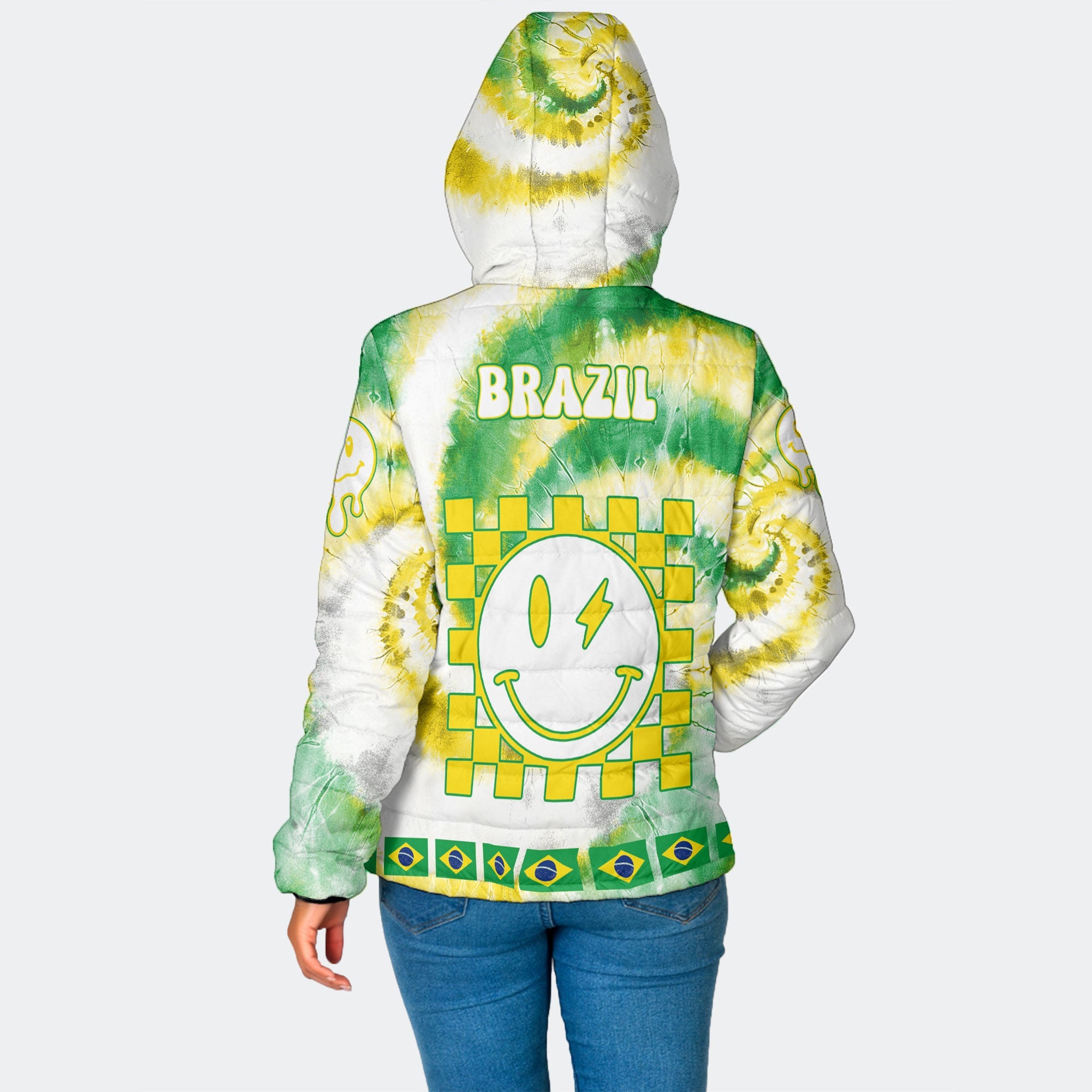 Brazil Women Hooded Padded Jacket Custom Tie Dye Style 2