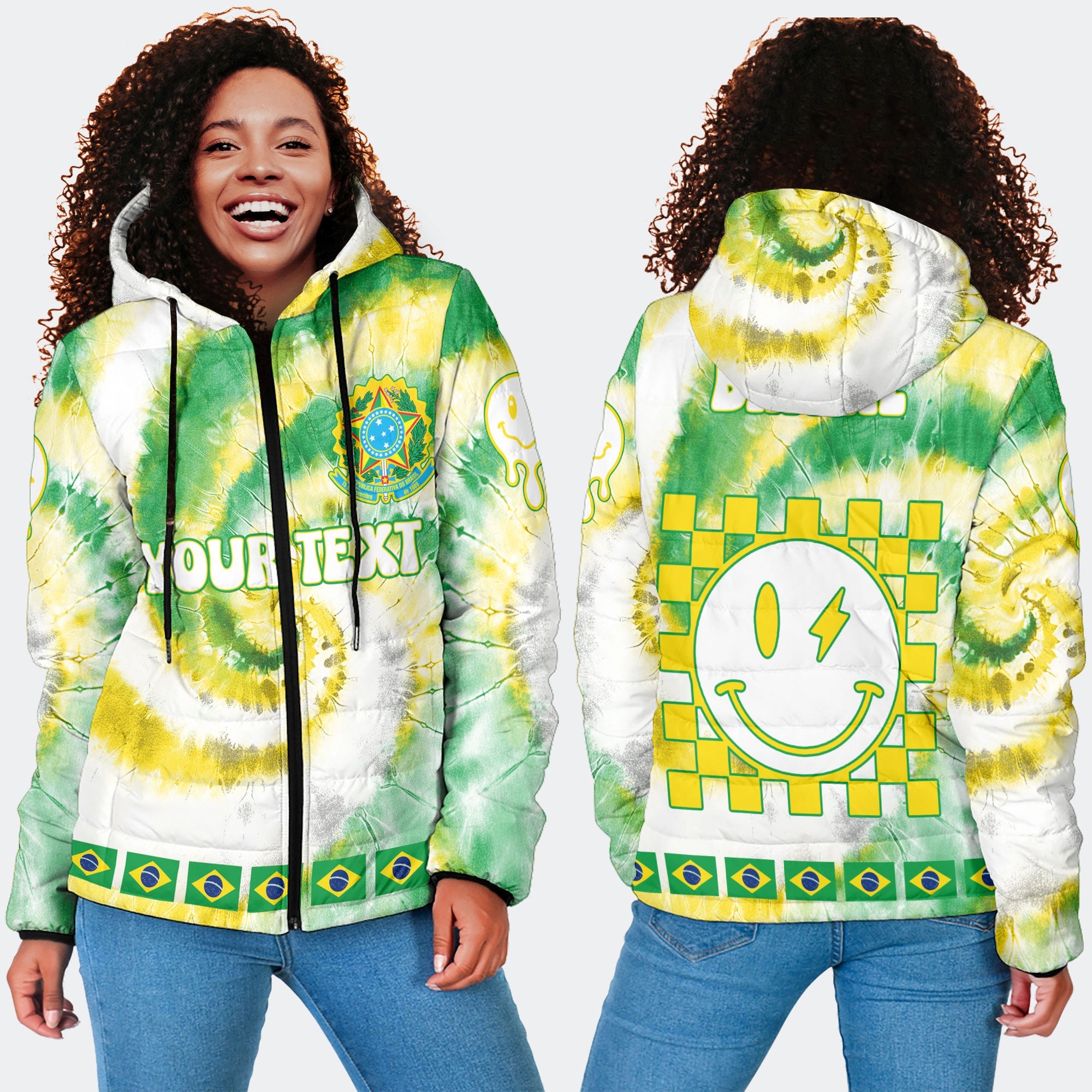 Brazil Women Hooded Padded Jacket Custom Tie Dye Style 4