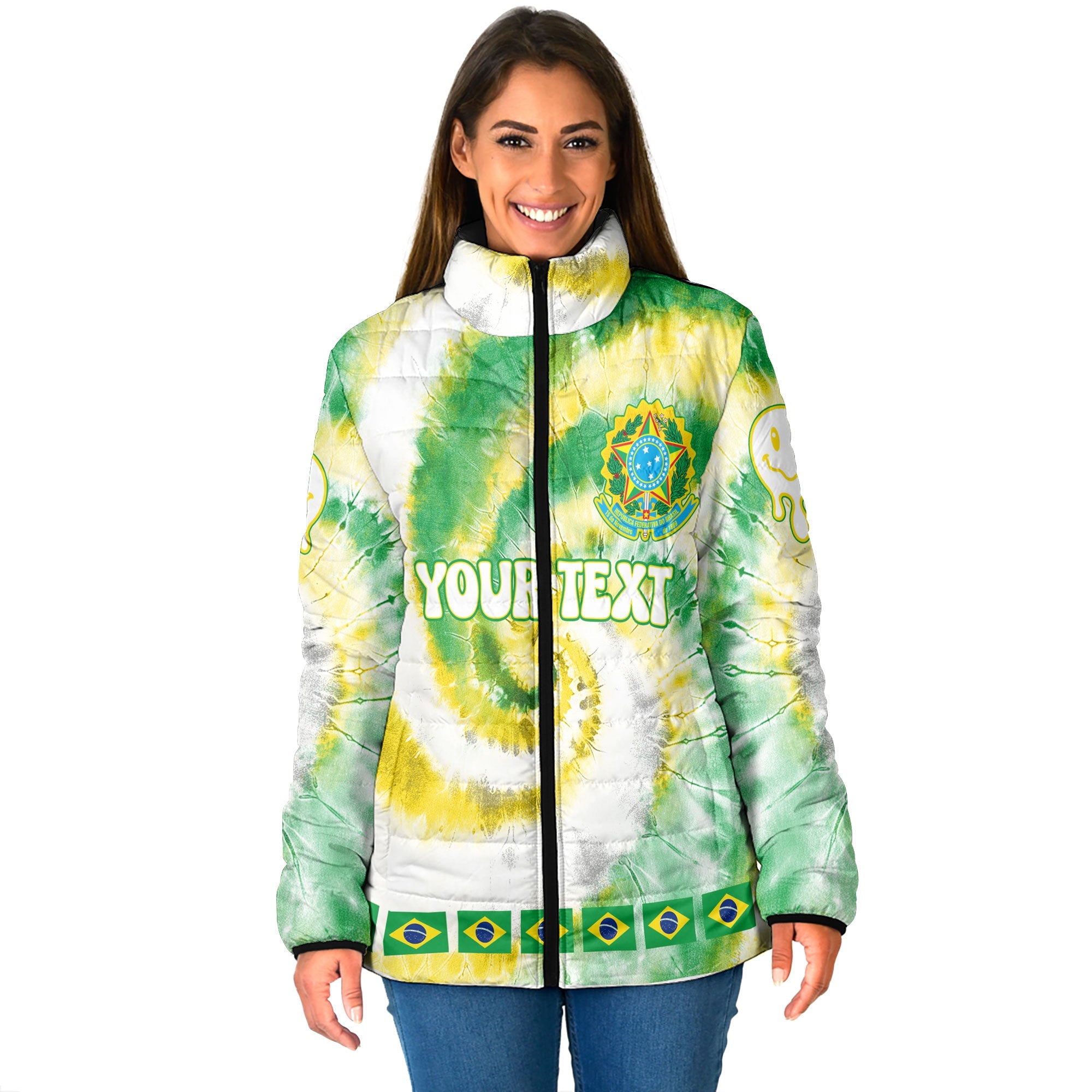 Brazil Women Padded Jacket Custom Tie Dye Style 1