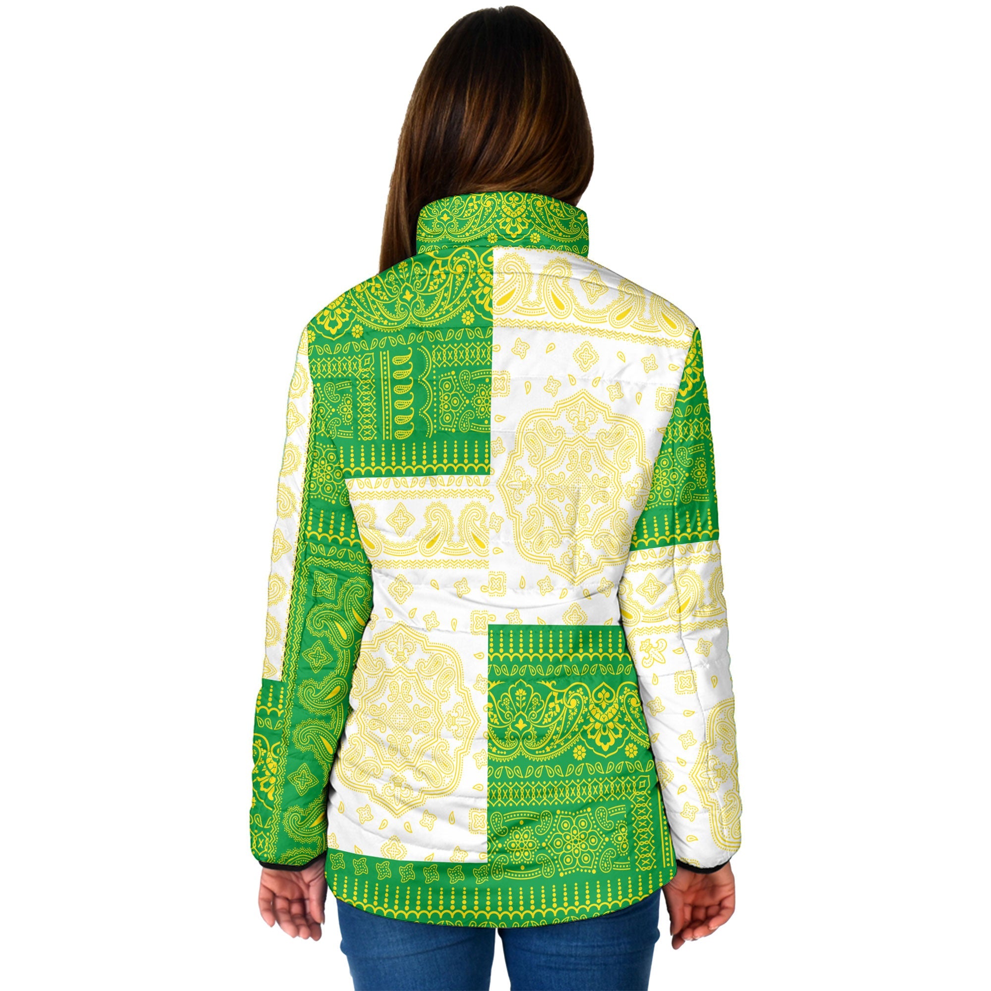 Brazil Women Padded Jacket Flag And Paisley Basic Style 2