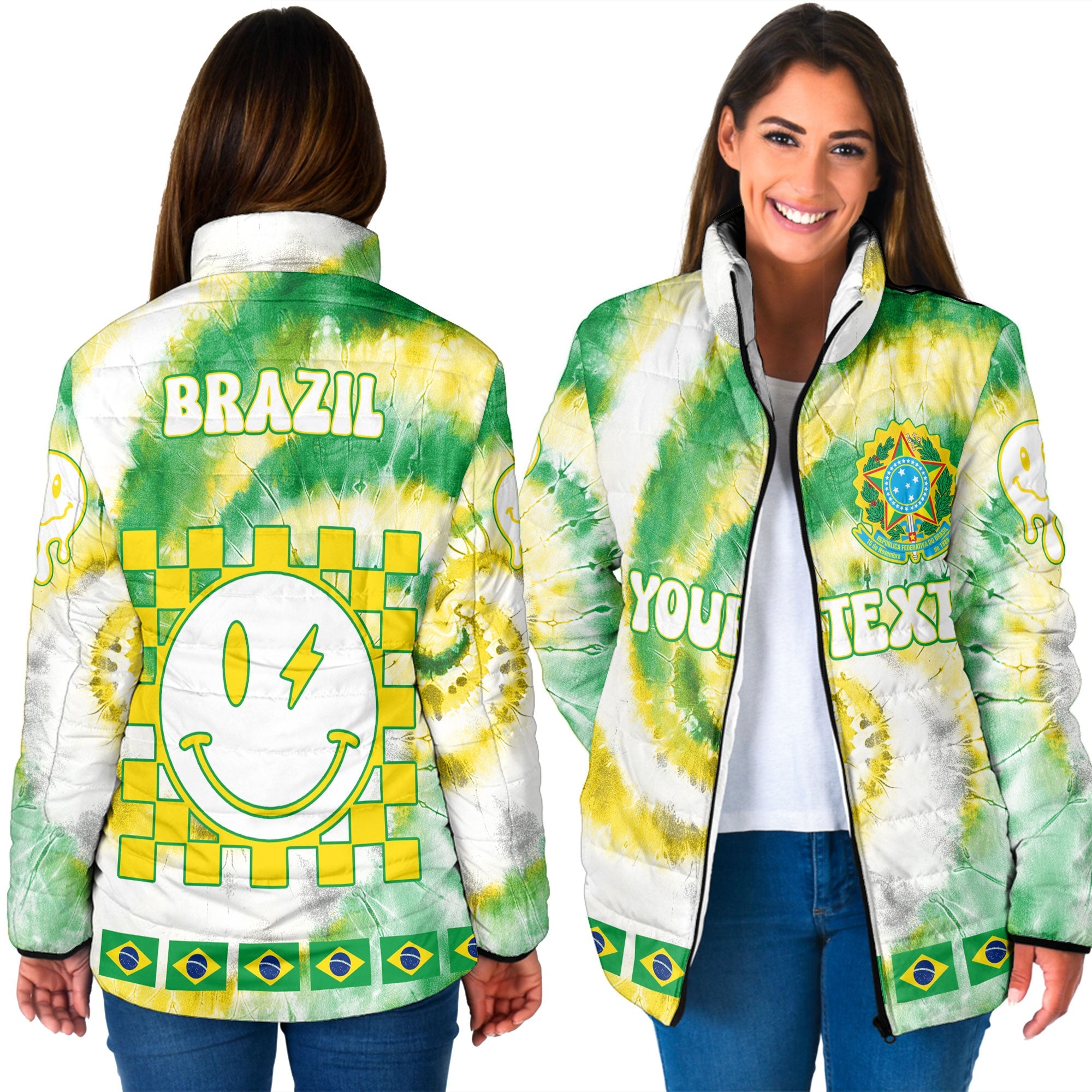 Brazil Women Padded Jacket Custom Tie Dye Style 3