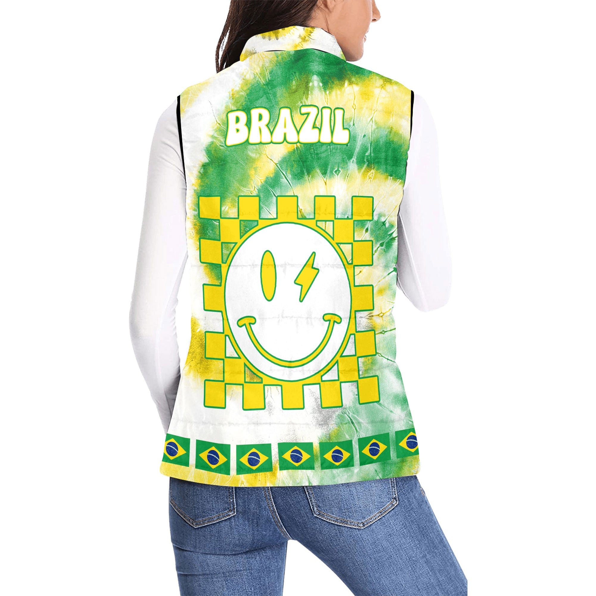 Brazil Women Padded Jacket Vest Custom Tie Dye Style 2