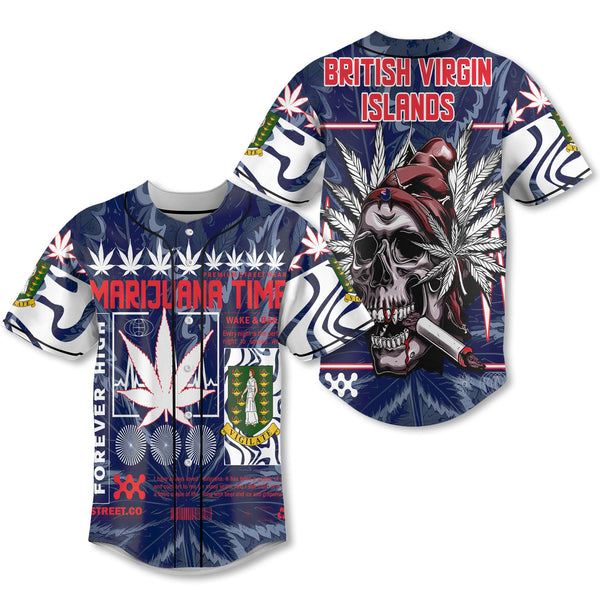 British Virgin Islands Baseball Jersey Flag & Coat Of Arms Marijuanas Style