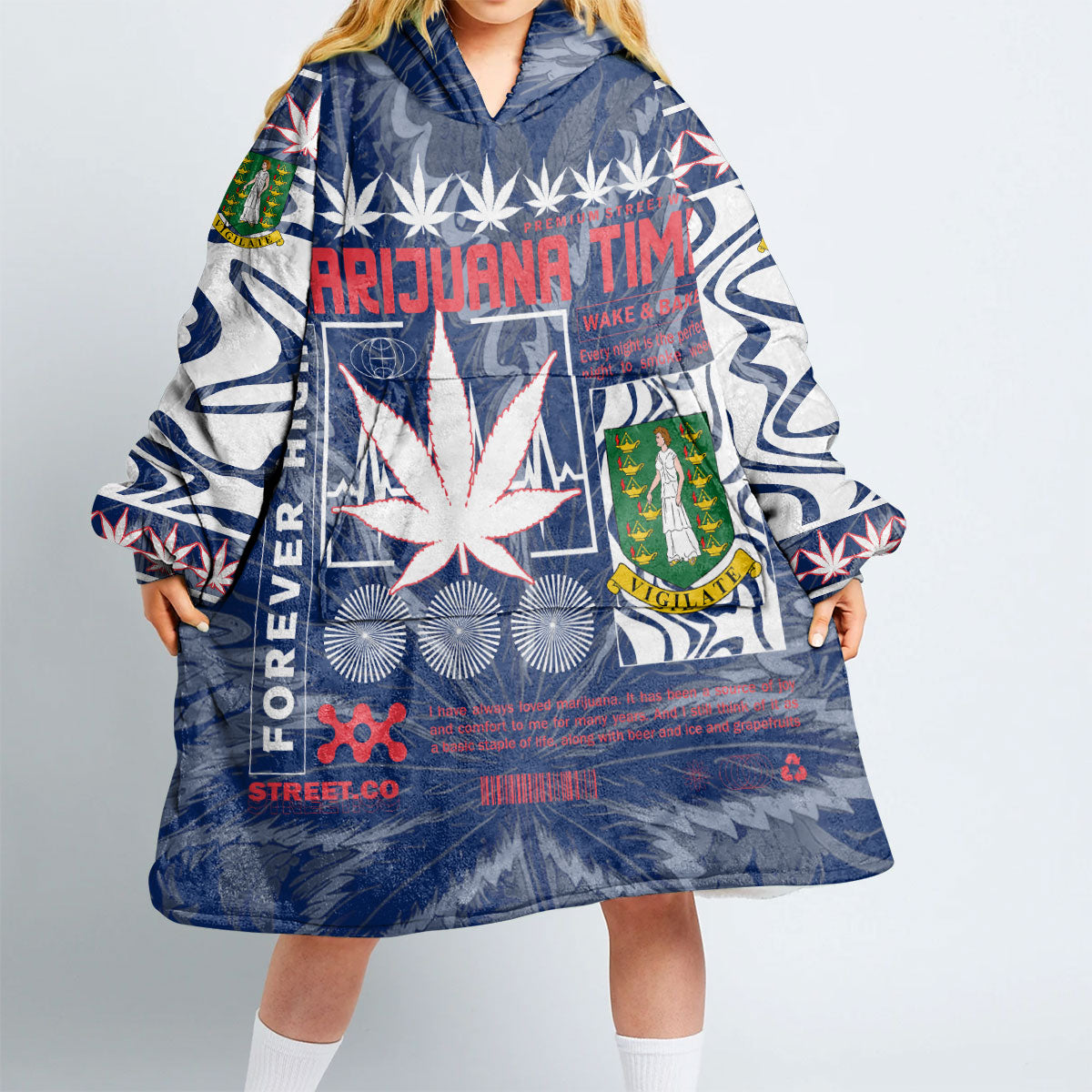 British Virgin Islands Snug Hoodie Flag & Coat Of Arms Marijuanas Style