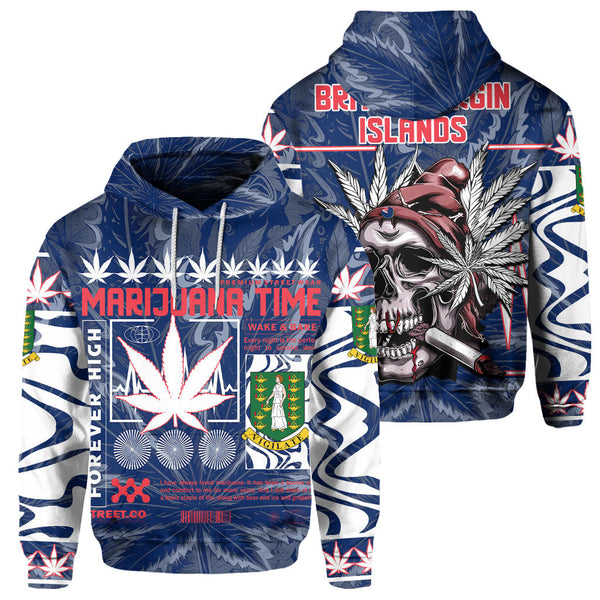 British Virgin Islands Hoodie Flag & Coat Of Arms Marijuanas Style