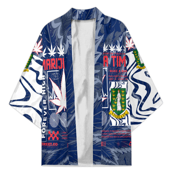 British Virgin Islands Kimono Flag & Coat Of Arms Marijuanas Style